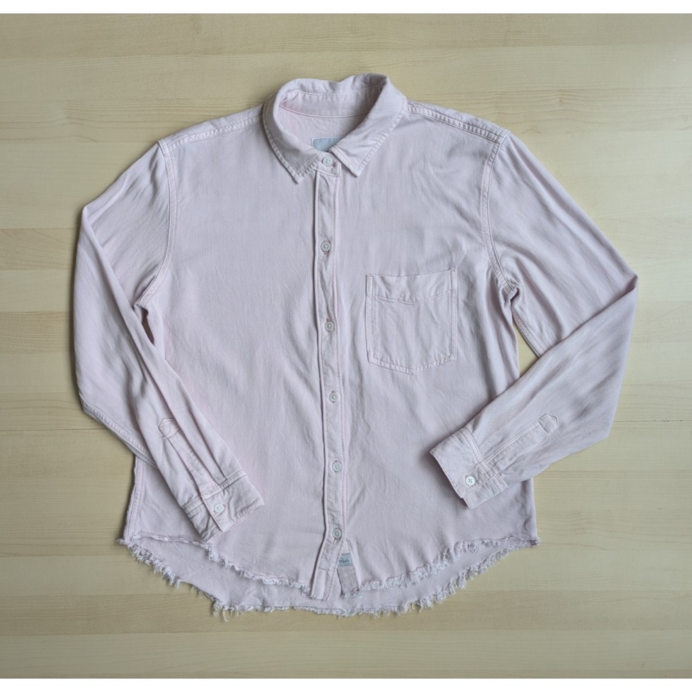 Rails Pink Raw Edge Cropped Button Down‎ Long Sleeve